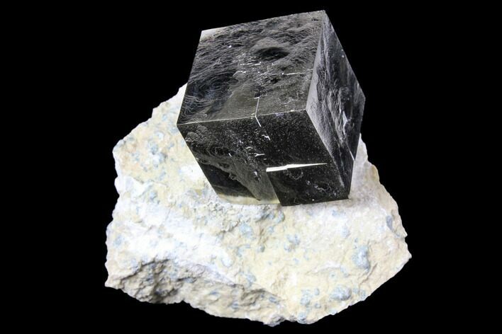 Shiny, Natural Pyrite Cube In Rock - Navajun, Spain #131114